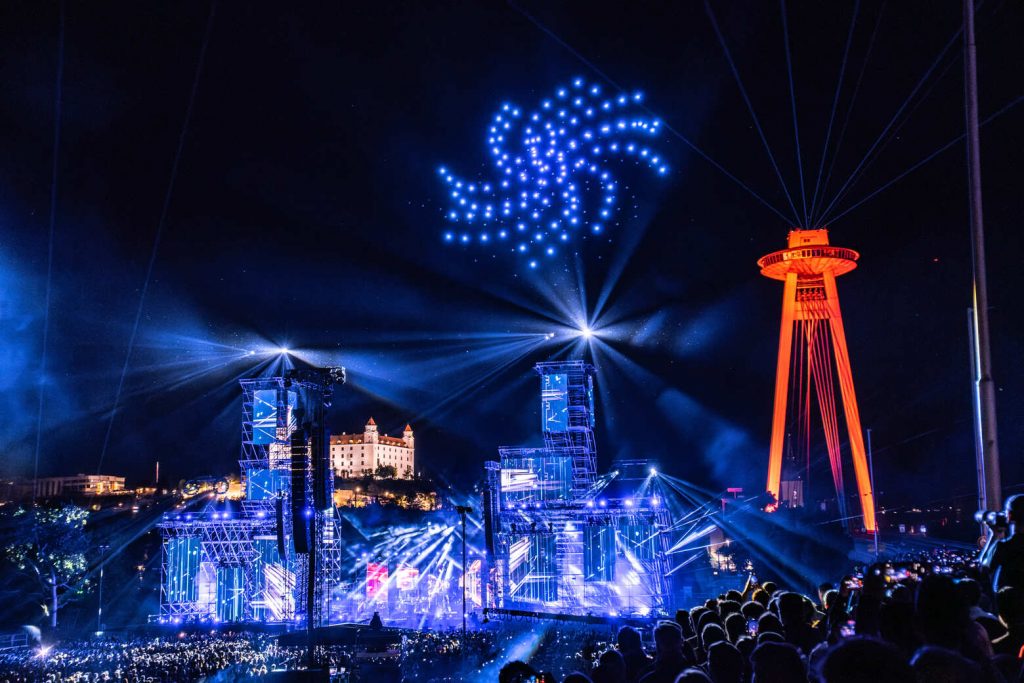 A drone show at new years eve