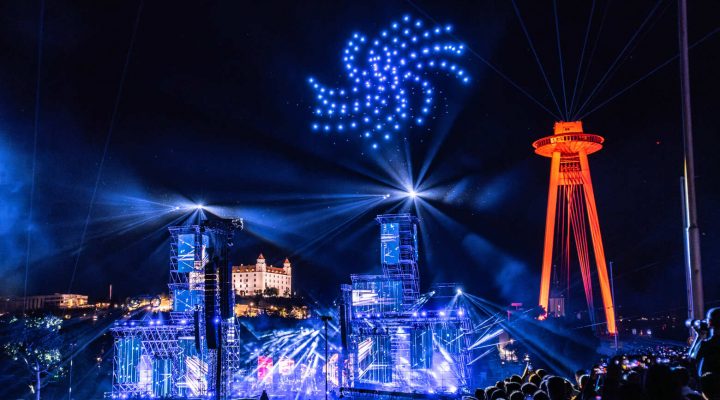 A drone show at new years eve